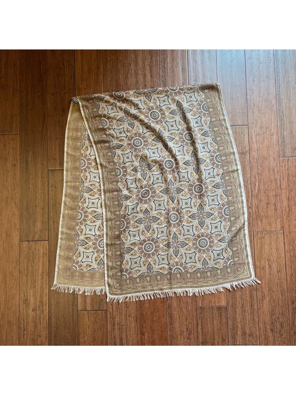 HERMES Brown Cashmere Silk Blend Scarf